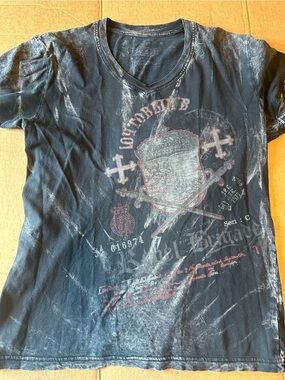 Vintage Dikotomy Rebel Brigade Graphic V-Neck Tee Mineral Wash Black